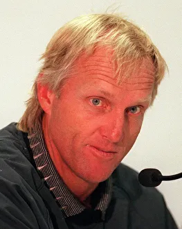 Greg Norman golfer at a press conference July 1997 on the eve of the Open Golf tournament Greg Norman golfer at a press conference July 1997 on the eve of the Open Golf tournament