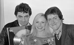 Images Dated 18th March 1981: Griff Rhys Jones with fellow comedians Rowan Atkinson and Pamela Stephenson all receiving
