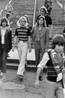 Group of football supporters leave Highbury after an Arsenal match. October 1972 Group of football supporters leave Highbury after an Arsenal match. October 1972