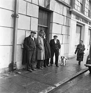 Group of miners standing outside the Boot Hotel in Aberdare, South Wales 1st March 1954 Group of miners standing outside the Boot Hotel in Aberdare, South Wales 1st March 1954