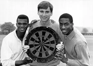Gus Caesar Football Player of Arsenal - April 1988 with teammates Paul Davis (L Gus Caesar Football Player of Arsenal - April 1988 with teammates Paul Davis (L