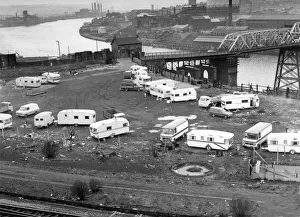 A gypsy caravan encampment at the Gateshead end of Redheugh Bridge in March 1971 A gypsy caravan encampment at the Gateshead end of Redheugh Bridge in March 1971