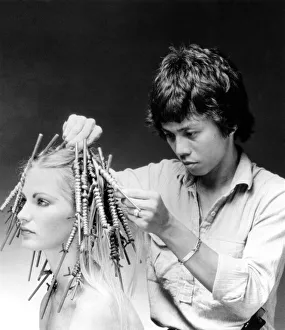 Hairdresser Allan Soh demonstrates the Chinese perm. June 1981 P007893 Hairdresser Allan Soh demonstrates the Chinese perm. June 1981 P007893
