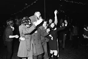 A happy crowd of young people greet the New Year in high-spirits in Broadgate, Coventry A happy crowd of young people greet the New Year in high-spirits in Broadgate, Coventry