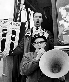 A happy group of Alvechurch supporters on their way to Stamford Bridge for their team' A happy group of Alvechurch supporters on their way to Stamford Bridge for their team'