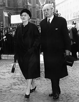 Harold MacMillan former Prime Minister arrives with his wife to a memorial service at Harold MacMillan former Prime Minister arrives with his wife to a memorial service at