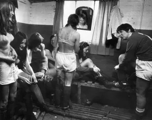 Hearts of England womens football team pictured in dressing room Hearts of England womens football team pictured in dressing room