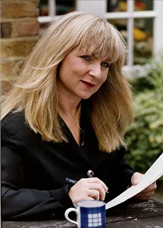 Helen Lederer comedian and actress at work on a script for her show Helen Lederer comedian and actress at work on a script for her show