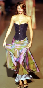 Helena Christensen for McCartney Paris Fashion Week 1997 Helena Christensen wearing one Helena Christensen for McCartney Paris Fashion Week 1997 Helena Christensen wearing one