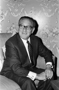 Henry Kissinger at a press conference, answering questions about his latest book Henry Kissinger at a press conference, answering questions about his latest book