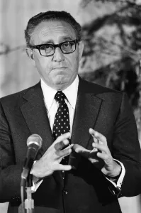 Henry Kissinger speaking at a press conference, answering questions about his latest book Henry Kissinger speaking at a press conference, answering questions about his latest book