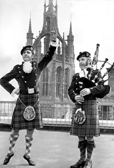 Highland dancer Dick Harrison and piper Bill Hughes having a last practice before they Highland dancer Dick Harrison and piper Bill Hughes having a last practice before they