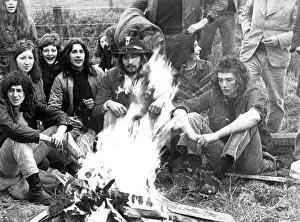 Some hippies sitting round a campfire in May 1971 Some hippies sitting round a campfire in May 1971