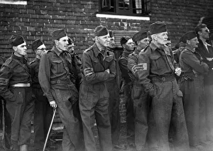 Home guards listen to their instructions before going out on patrol during the Second Home guards listen to their instructions before going out on patrol during the Second