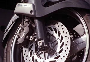 Honda Pan European motorcycle July 1998 Detail of suspension ventilated brake disc Honda Pan European motorcycle July 1998 Detail of suspension ventilated brake disc