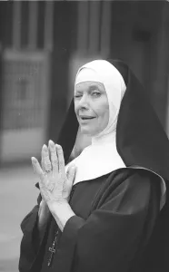 Honor Blackman dressed as a nun for photo call - February 1987 Honor Blackman dressed as a nun for photo call - February 1987