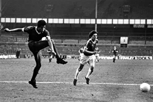 Howard Gayle, blasts in a great shot, only to be thwarted by the Everton goalkeeper Howard Gayle, blasts in a great shot, only to be thwarted by the Everton goalkeeper