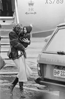 Images Dated 2nd March 1984: HRH Princess Diana, The Princess of Wales arrives at Aberdeen with her son Prince William
