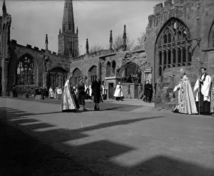 HRH The Queen with Duke of Edinburgh escorted by RT Howard Provost of Coventry walk HRH The Queen with Duke of Edinburgh escorted by RT Howard Provost of Coventry walk