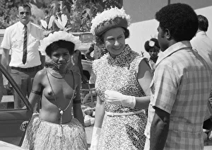HRH Queen Elizabeth II seen here being greeted by official in Western Samoa during her HRH Queen Elizabeth II seen here being greeted by official in Western Samoa during her