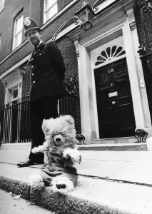 Humphrey teddy bear of Margaret Thatcher outside number ten Downing Street He has been Humphrey teddy bear of Margaret Thatcher outside number ten Downing Street He has been