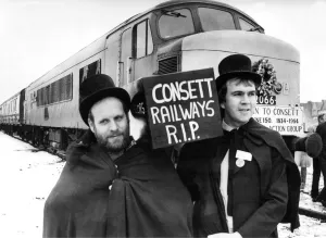 Hundreds of rail fans turned out to give the Consett-Newcastle rail service a farewell Hundreds of rail fans turned out to give the Consett-Newcastle rail service a farewell
