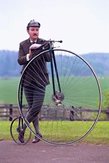Ian Bean, with an ordinary or high bicycle, during the Beamish Museum Cycle Meet Ian Bean, with an ordinary or high bicycle, during the Beamish Museum Cycle Meet