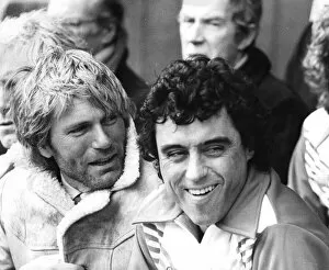 Images Dated 1st April 1979: Ian McShane and Adam Faith during filming on location at Wembley Stadium - April 1979