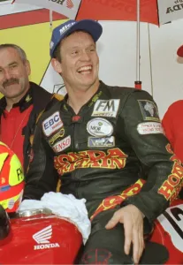 Ian Simpson Racing Driver June 1998 celebrates celebrating after winning Ian Simpson Racing Driver June 1998 celebrates celebrating after winning