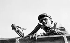 India - War Scenes - 1971 armed soldier stands guard 13/06/1971 DM71 India - War Scenes - 1971 armed soldier stands guard 13/06/1971 DM71