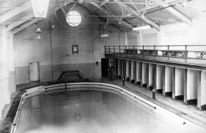 Interior of the baths at Widnes. 30th October 1958 Interior of the baths at Widnes. 30th October 1958