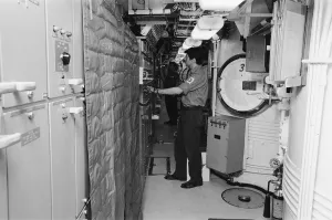 Interior of Polaris submarine HMS Resolution. 21st May 1970 Interior of Polaris submarine HMS Resolution. 21st May 1970