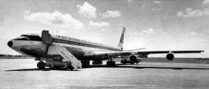 An Irish International Aer Lingus Boeing 707 airliner flew into Newcastle Airport to An Irish International Aer Lingus Boeing 707 airliner flew into Newcastle Airport to