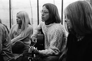 Isle of Wight Festival. A group of hippies in a tent. 21st August 1970 Isle of Wight Festival. A group of hippies in a tent. 21st August 1970