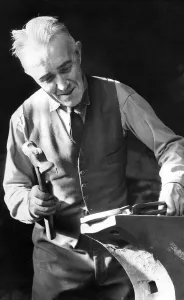 Jack Amos, farrier who makes his own horseshoes at his 147 year old blacksmith' Jack Amos, farrier who makes his own horseshoes at his 147 year old blacksmith'