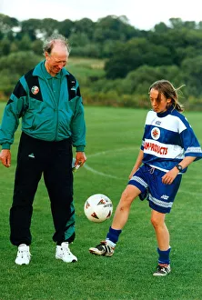 Jack Charlton admires the skills of Anna Gordon 16, who is the first North East girl to Jack Charlton admires the skills of Anna Gordon 16, who is the first North East girl to