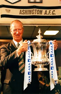 Jack Charlton at Ashington Football Club with the AXA FA Cup in September 1998 Jack Charlton at Ashington Football Club with the AXA FA Cup in September 1998