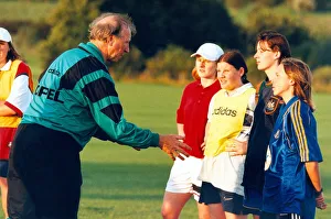 Jack Charlton coaching some of the girls from the North East football teams in August Jack Charlton coaching some of the girls from the North East football teams in August
