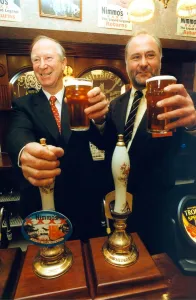 Jack Charlton pulls the first pint of Nimmo's XXXX, alongside Jim Kerr Jack Charlton pulls the first pint of Nimmo's XXXX, alongside Jim Kerr