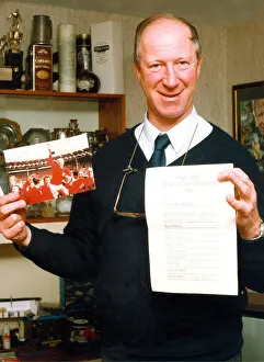 Jack Charlton signs the famous 1966 Bobby Moore World Cup victory picture to finish all Jack Charlton signs the famous 1966 Bobby Moore World Cup victory picture to finish all