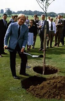 Jack Nicklaus October 1982 Plants a tree outside clubhouse at St Mellions golf Jack Nicklaus October 1982 Plants a tree outside clubhouse at St Mellions golf