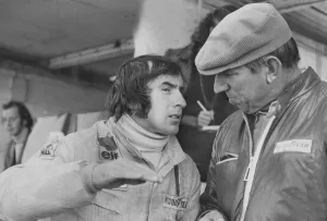 Jackie Stewart and Ken Tyrrell talking in the pits at Brands Hatch - October 1971 Jackie Stewart and Ken Tyrrell talking in the pits at Brands Hatch - October 1971