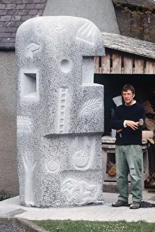 Jake Harvey sculptor with sculpture August 1989 Jake Harvey sculptor with sculpture August 1989