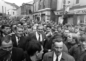 James Callaghan Aug 1969 is mobbed by a crowd as he re-entres Bogside Londondery James Callaghan Aug 1969 is mobbed by a crowd as he re-entres Bogside Londondery