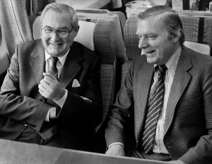 James Callaghan Labour Prime Minister with journalist during a train journey James Callaghan Labour Prime Minister with journalist during a train journey
