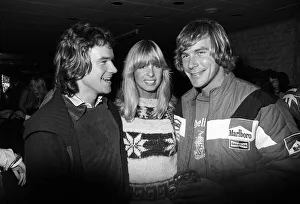 James Hunt with Barry Sheene & his girlfriend 1976 Stephanie McLean at Brands hatch for James Hunt with Barry Sheene & his girlfriend 1976 Stephanie McLean at Brands hatch for