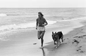 James Hunt jogging on beach with his dog Oscar in Marbella 9th May 1979 James Hunt jogging on beach with his dog Oscar in Marbella 9th May 1979