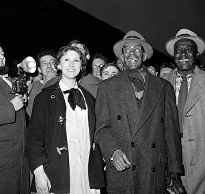 Jazz legend George Lewis arrives at Euston station, London Jazz legend George Lewis arrives at Euston station, London