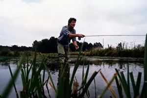 Jeremy Paxman TV Presenter of Newsnight freshwater fishing April 1996 Jeremy Paxman TV Presenter of Newsnight freshwater fishing April 1996