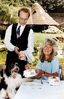 Images Dated 29th July 1991: Jilly Cooper author, journalist & enterpreneur at photocall to launch a new dog food